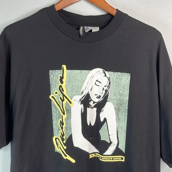 H&M + Dua Lipa Collab Baggy Oversized Graphic Band Tee Black Don’t Start Now M - Picture 4 of 11